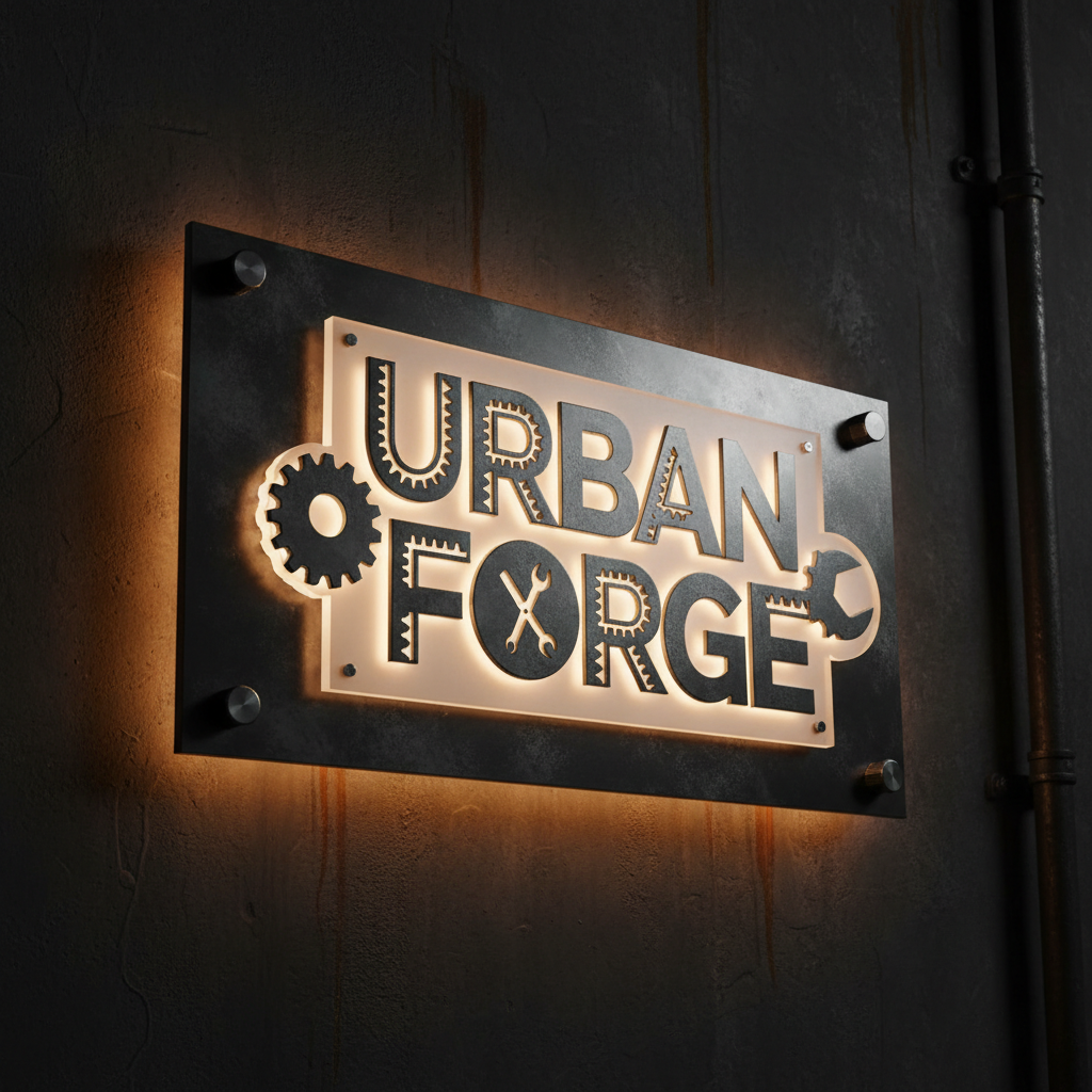 Layered steel & acrylic sign