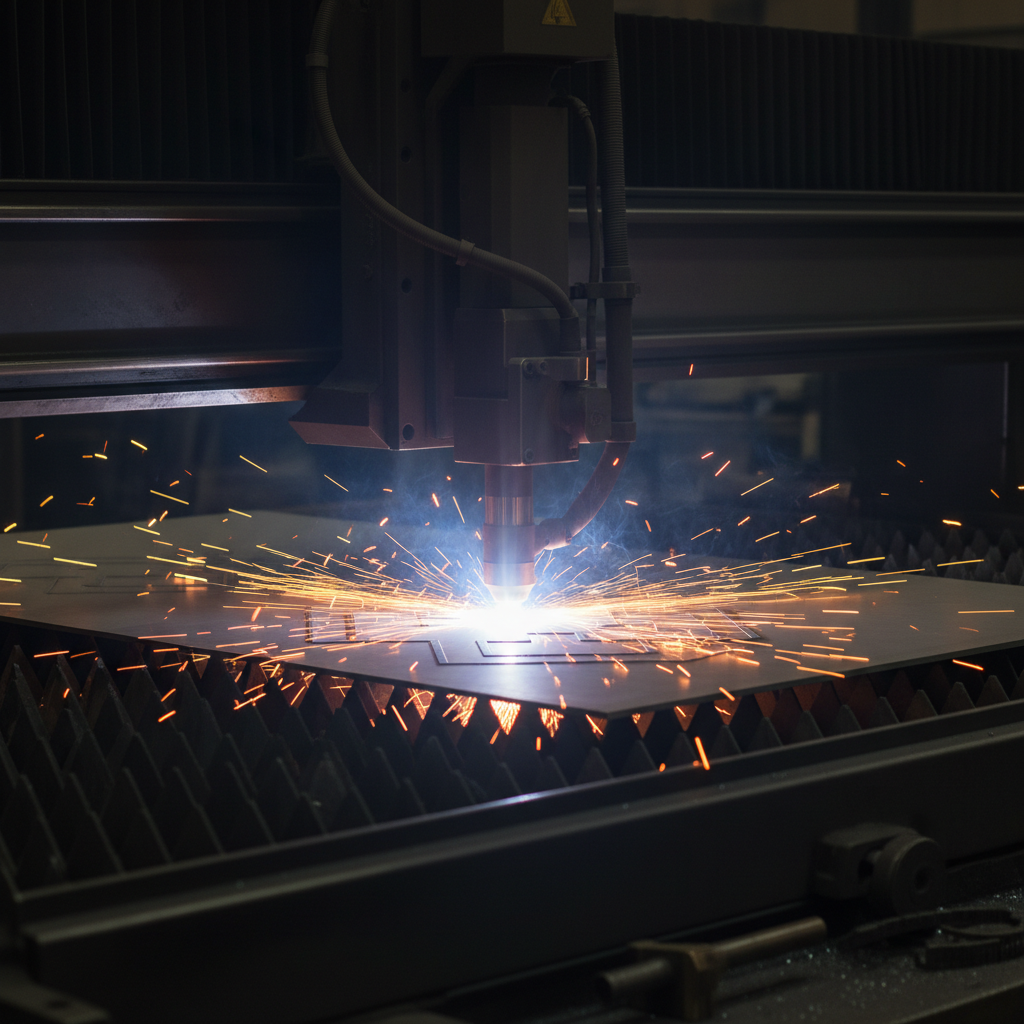CNC plasma cutting machine in action